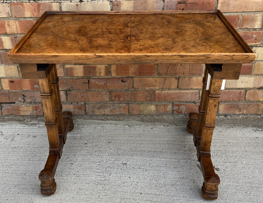 MEDIUM VINTAGE BURLED TOP SIDE TABLE