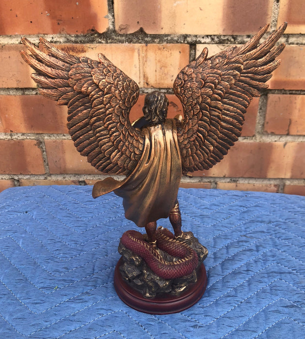 SMALL RESIN ARCHANGEL MICHAEL DEFEATING WATER DRAGON