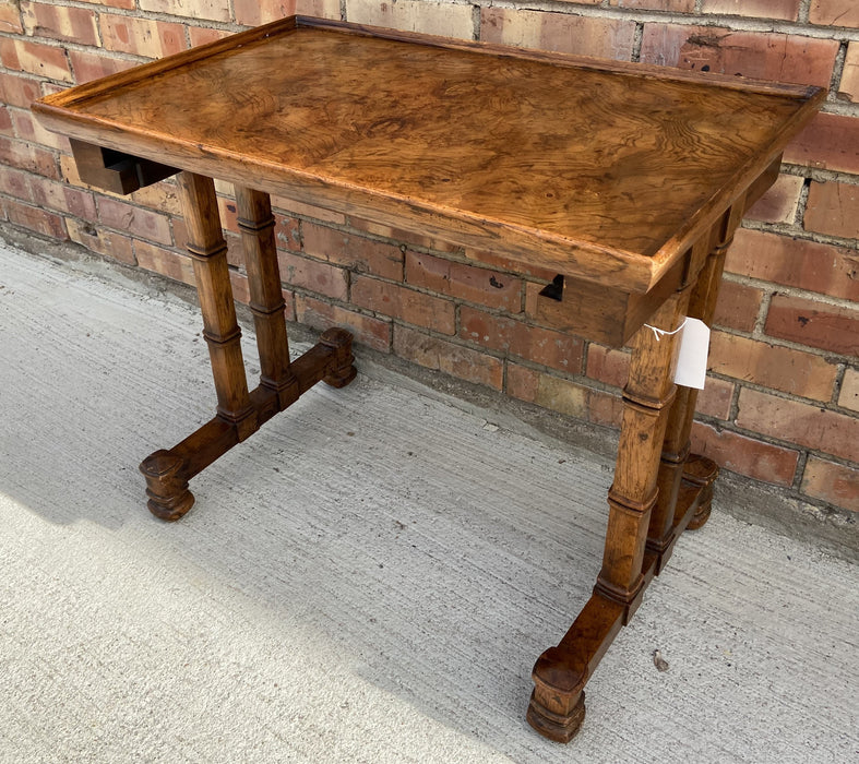 MEDIUM VINTAGE BURLED TOP SIDE TABLE