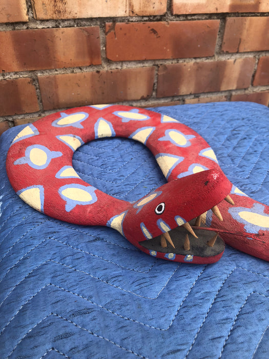 PAINTED WOODEN ART SNAKE