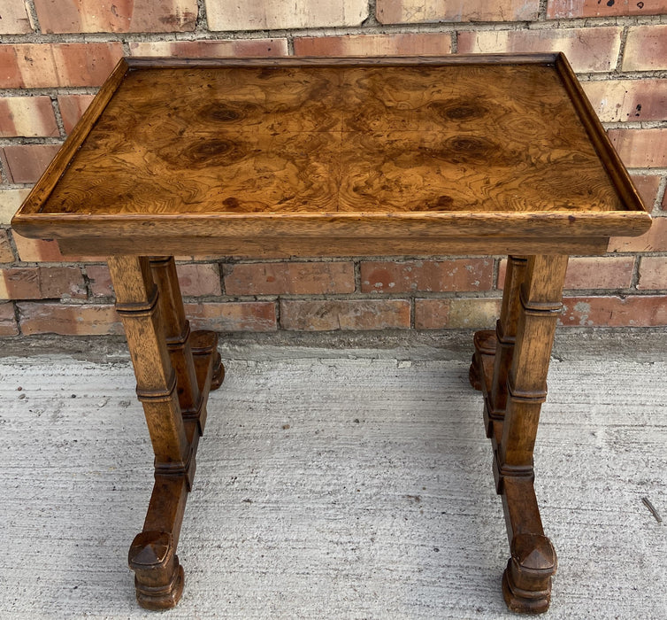 SMALL VINTAGE BURLED TOP SIDE TABLE
