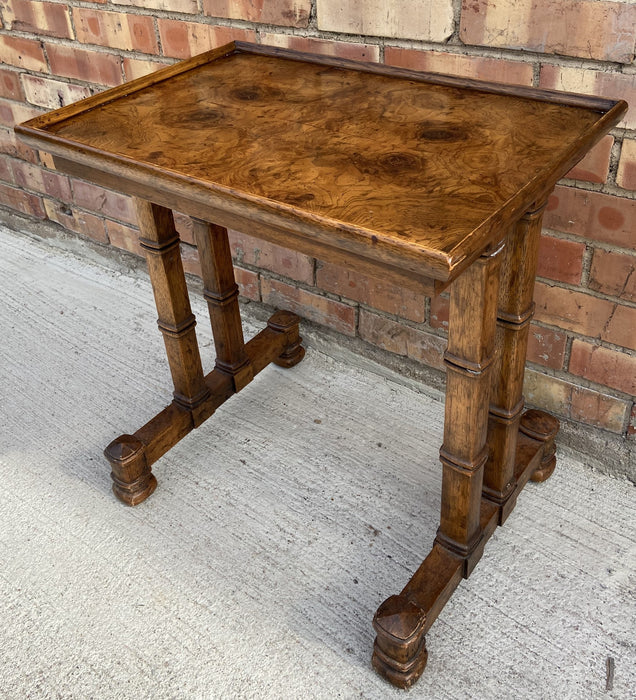 SMALL VINTAGE BURLED TOP SIDE TABLE