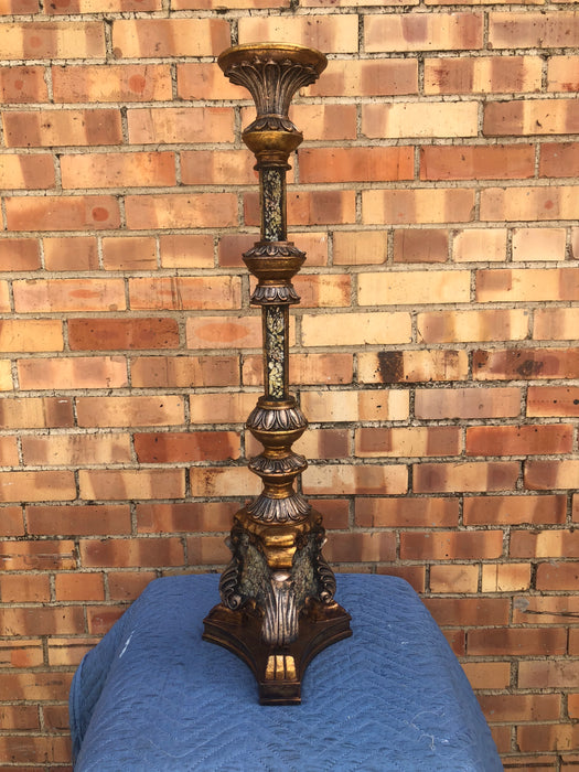 RESIN GOLD & SILVER COLORED ORNATE CANDLE STAND