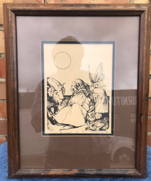 FRAMED PRINT OF WIZARD & FAIRY-SIGNED