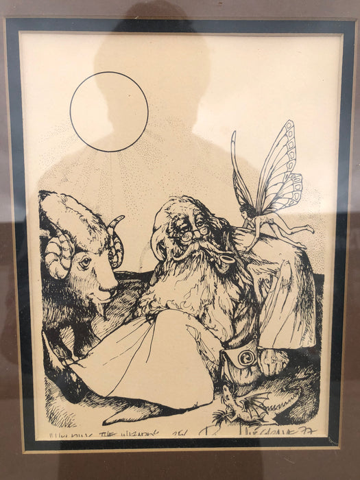 FRAMED PRINT OF WIZARD & FAIRY-SIGNED