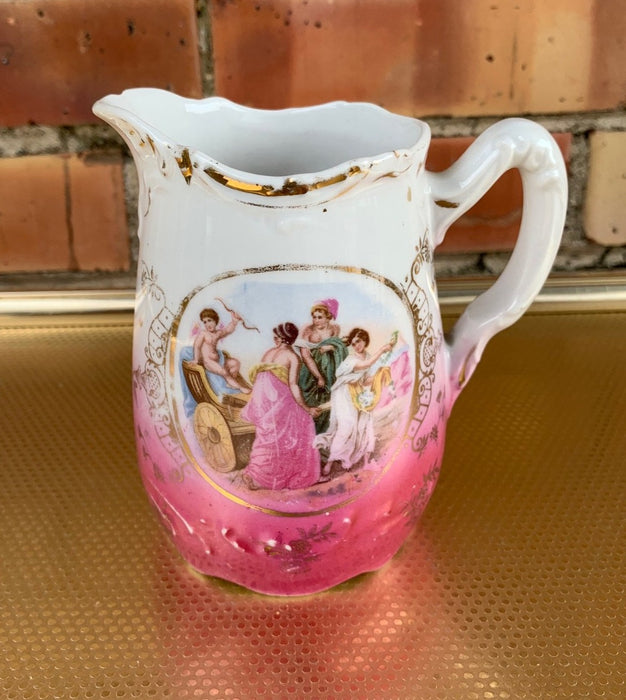 SMALL PINK AND WHITE PITCHER