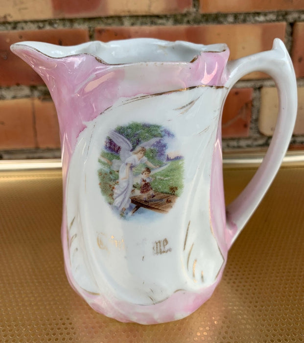 SMALL PINK AND WHITE PITCHER