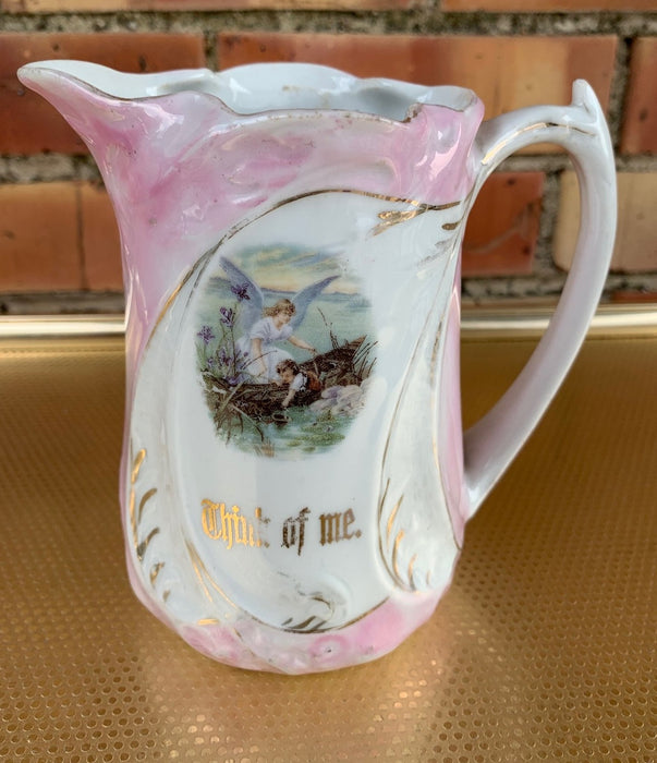 SMALL PINK AND WHITE PITCHER