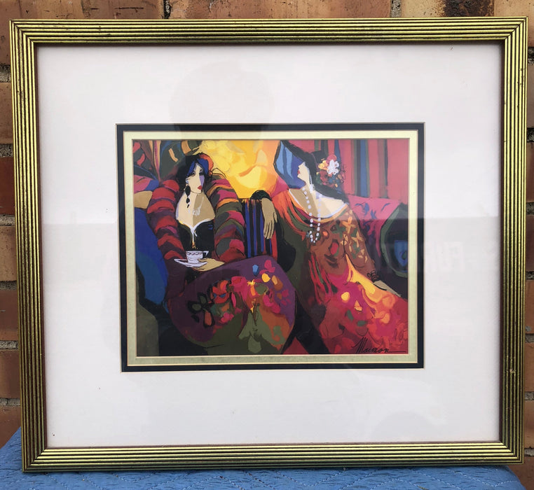 GOLD FRAME PRINT OF TWO WOMEN LOUNGING