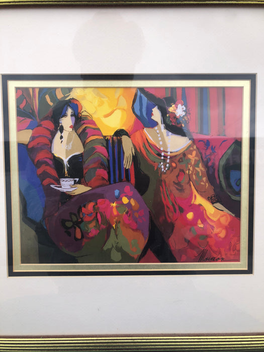 GOLD FRAME PRINT OF TWO WOMEN LOUNGING