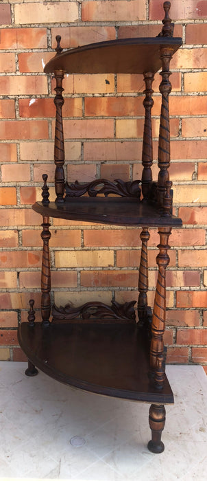 MAHOGANY OPEN CORNER SHELF AS FOUND