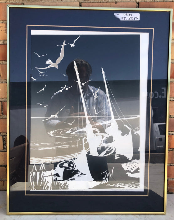 ROY WILLIAMS SIGNED SERIGRAPH OF SAILBOATS