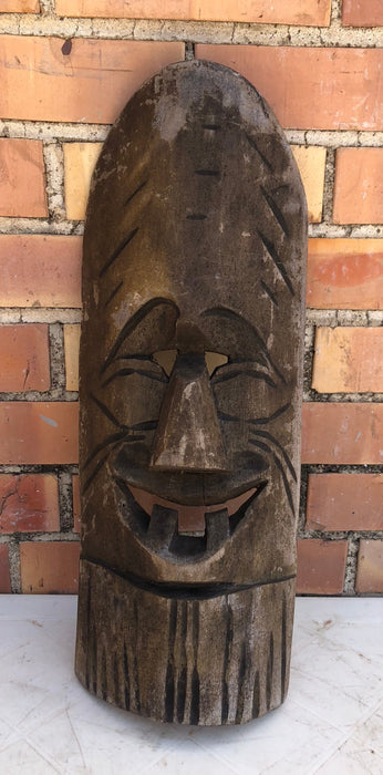 BLACK PAINTED WOOD TRIBAL MASK