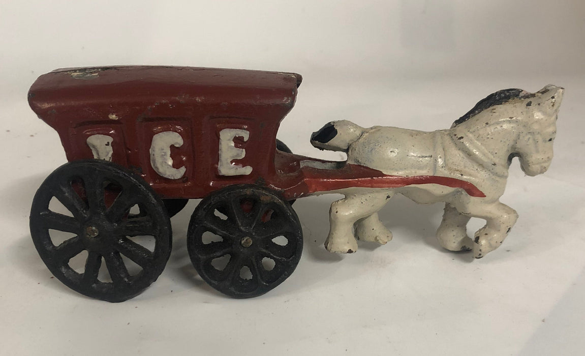 CAST IRON REPRODUCTION HORSE DRAWN ICE WAGON