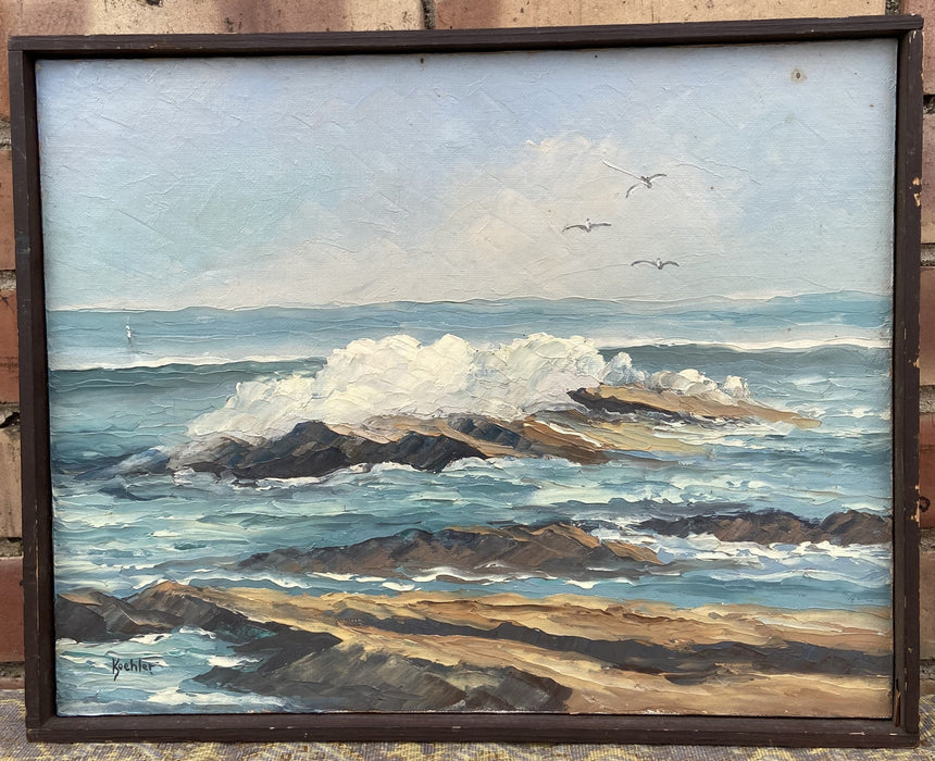 SMALL SEASCAPE OIL PAINTING SIGNED KOEHLER