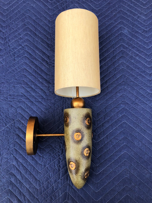 MODERN GREEN & GOLD WALL SCONCE WITH SHADE