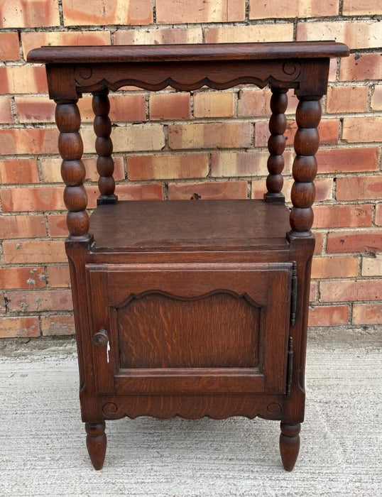 BOBBIN TURNED OAK SIDE CABINET