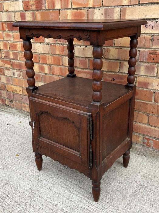 BOBBIN TURNED OAK SIDE CABINET