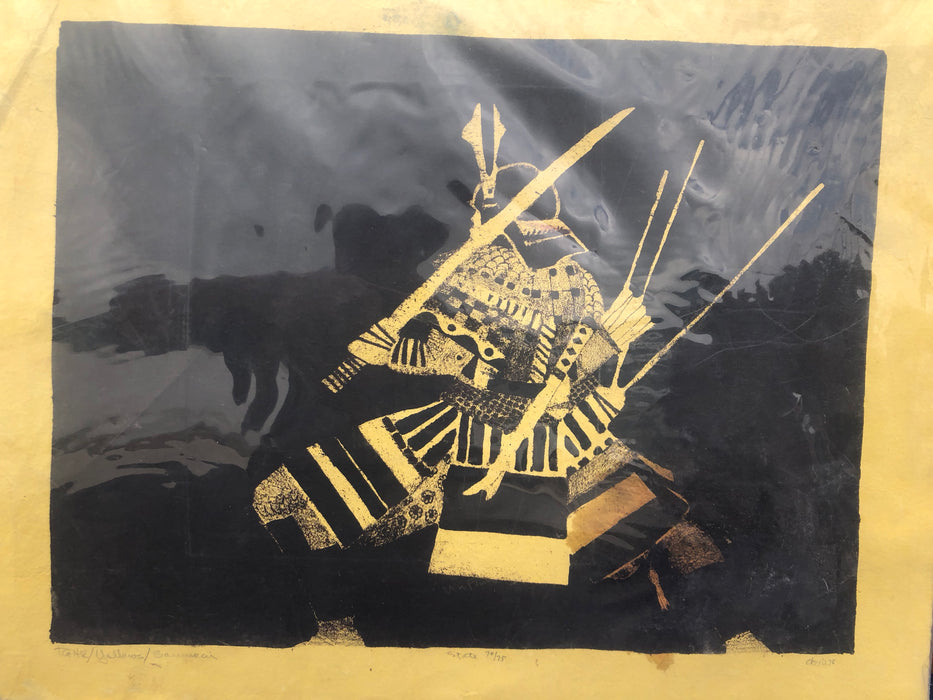 UNFRAMED ASIAN WOODBLOCK OF SAMURAI - #70 OF 75