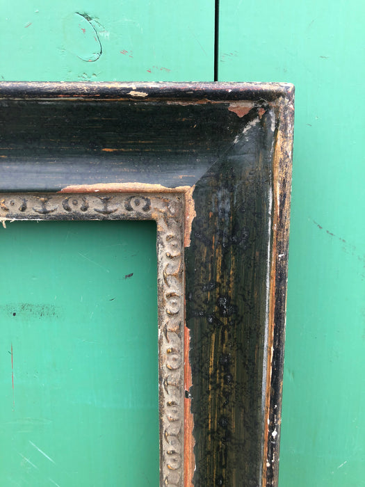 DISTRESSED DARK GREEN FRAME WITH GOLD INSIDE EDGE