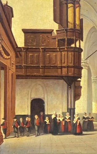 INTERIOR OF A CHURCH OIL PAINTING ON BOARD- SIGNED A. WEGGERS