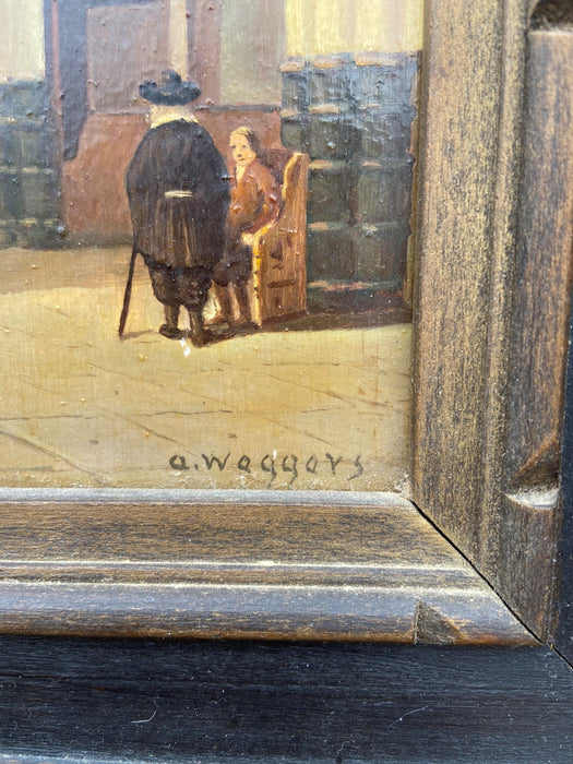 INTERIOR OF A CHURCH OIL PAINTING ON BOARD- SIGNED A. WEGGERS