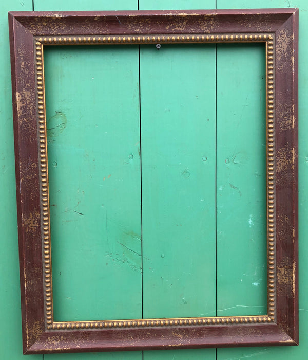 DISTRESSED MAHOGANY COLORED FRAME WITH GOLD INSIDE EDGE