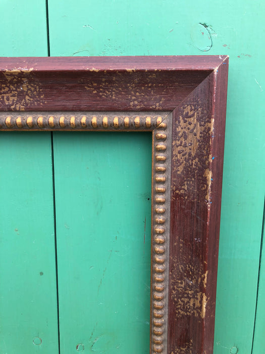 DISTRESSED MAHOGANY COLORED FRAME WITH GOLD INSIDE EDGE