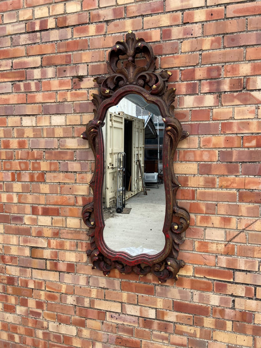 PAINTED ACANTHUS CARVED WOODEN FRAMED MIRROR