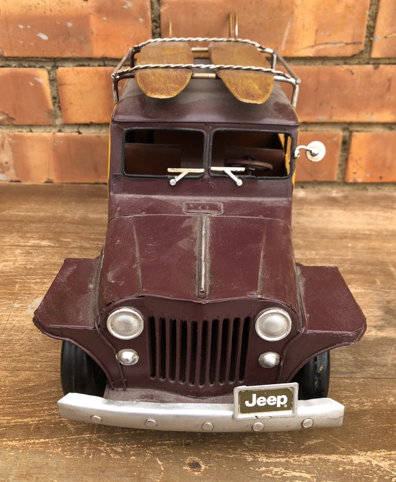 METAL JEEP WAGONEER SURFER WOODY WAGON WITH SURF BOARDS