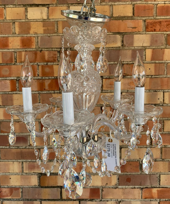 5 ARM CRYSTAL CHANDELIER WITH PRISMS