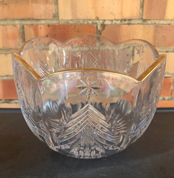 PRESSED GLASS GOLD TRIM BOWL