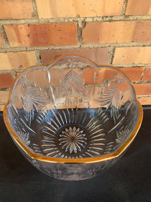 PRESSED GLASS GOLD TRIM BOWL