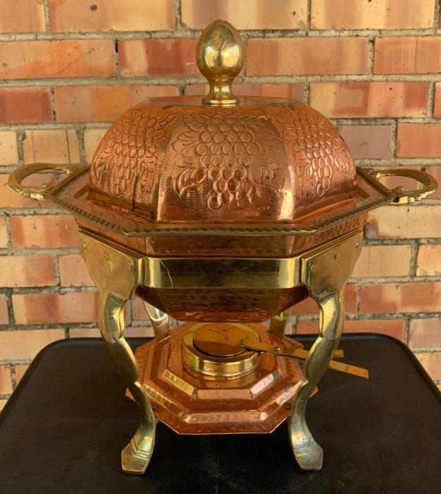 LARGE COPPER AND BRASS CHAFING DISH