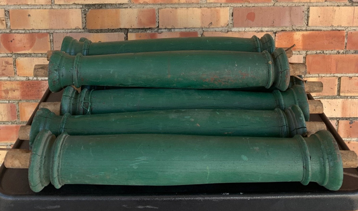 SET OF 8 GREEN SPINDLES