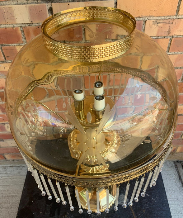 BRASS LAMP WITH GOLD DOME SHADE