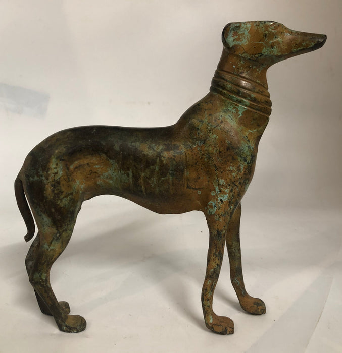 BRASS STATUE OF STANDING GREYHOUND