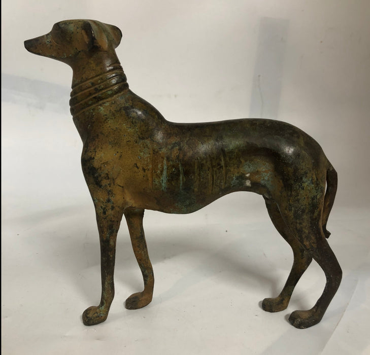 BRASS STATUE OF STANDING GREYHOUND