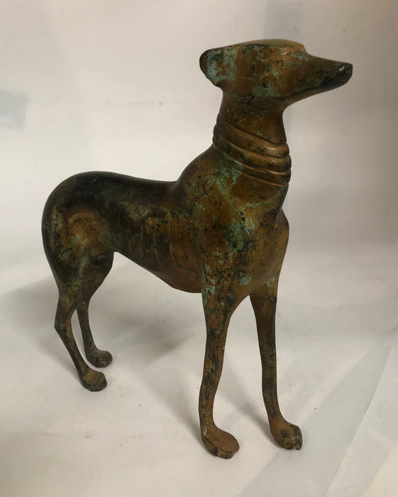 BRASS STATUE OF STANDING GREYHOUND