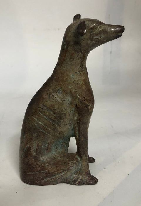 BRASS STATUE OF SEATED GREYHOUND