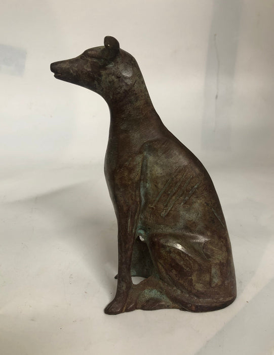 BRASS STATUE OF SEATED GREYHOUND