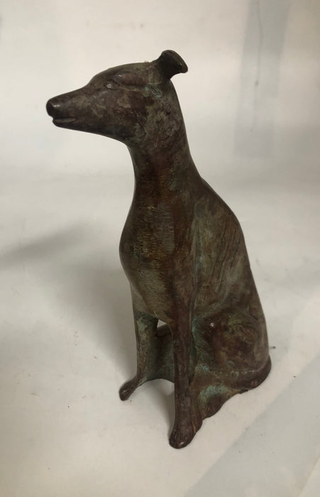 BRASS STATUE OF SEATED GREYHOUND