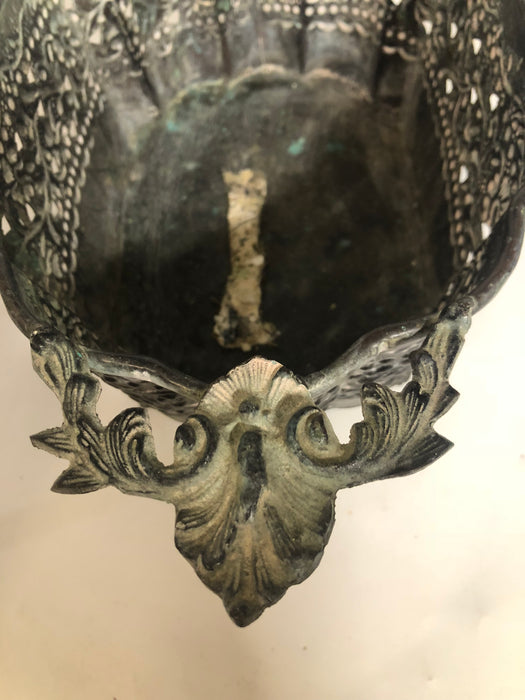 SMALL FANCY METAL PLANTER AS FOUND