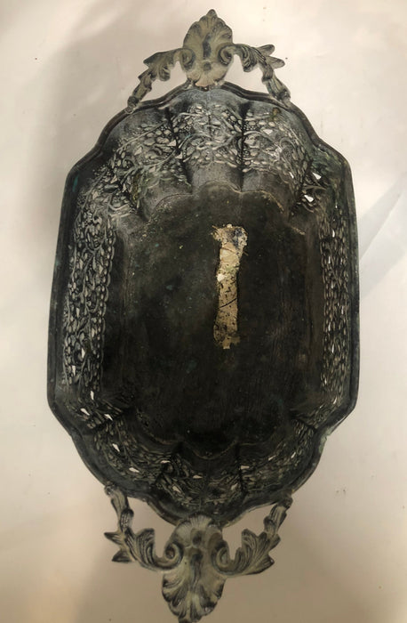 SMALL FANCY METAL PLANTER AS FOUND