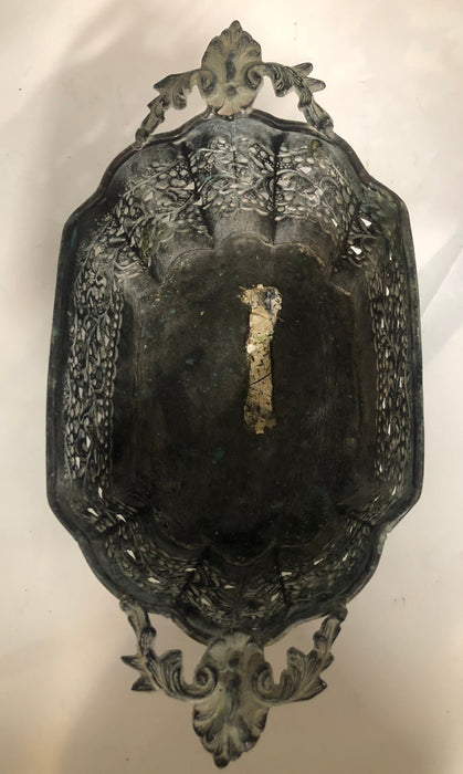 SMALL FANCY METAL PLANTER AS FOUND