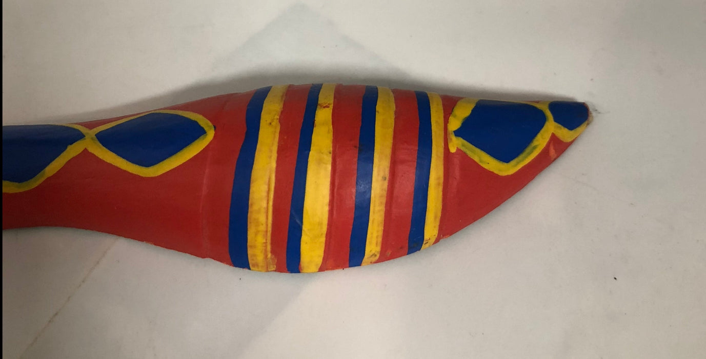 PAINTED WOOD SNAKE RED & BLUE