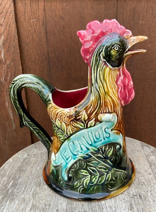 ONNAING MAJOLICA "LE GAULOIS" ROOSTER PITCHER
