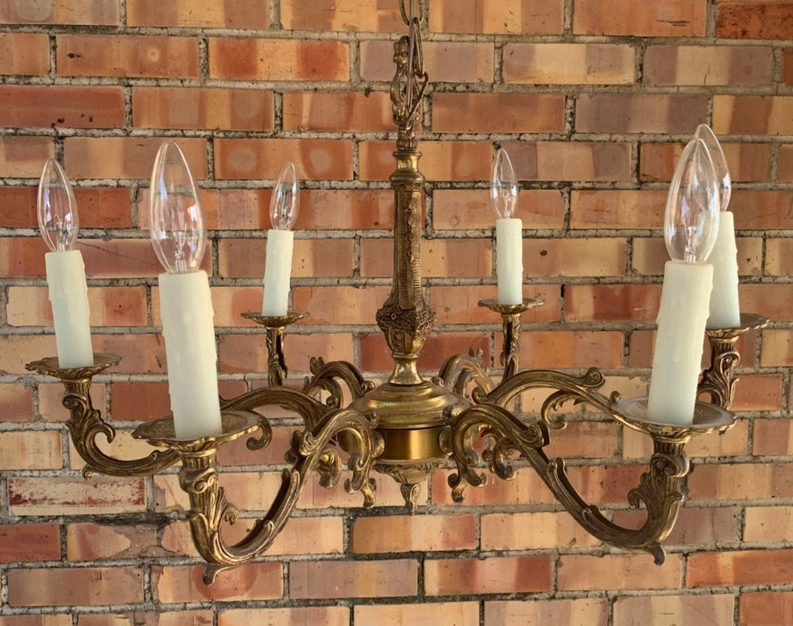 BRASS CHANDELIER WITH WAX COVERS