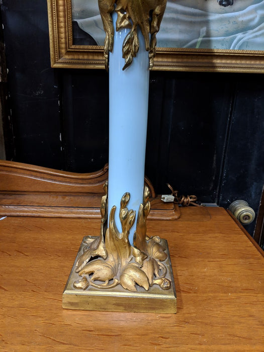 PAIR OF 19TH CENTURY FRENCH BRONZE AND GLASS LAMPS (as found)