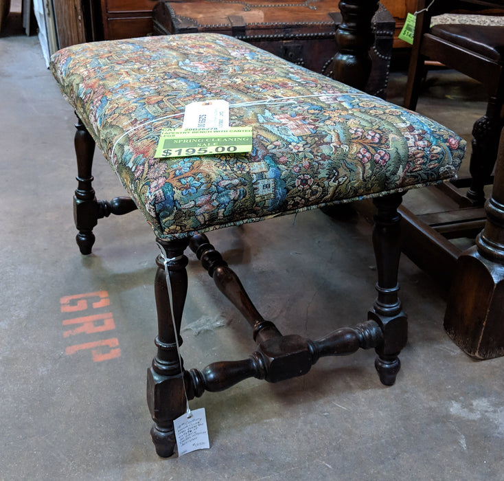 TAPESTRY BENCH WITH CANTED LEGS
